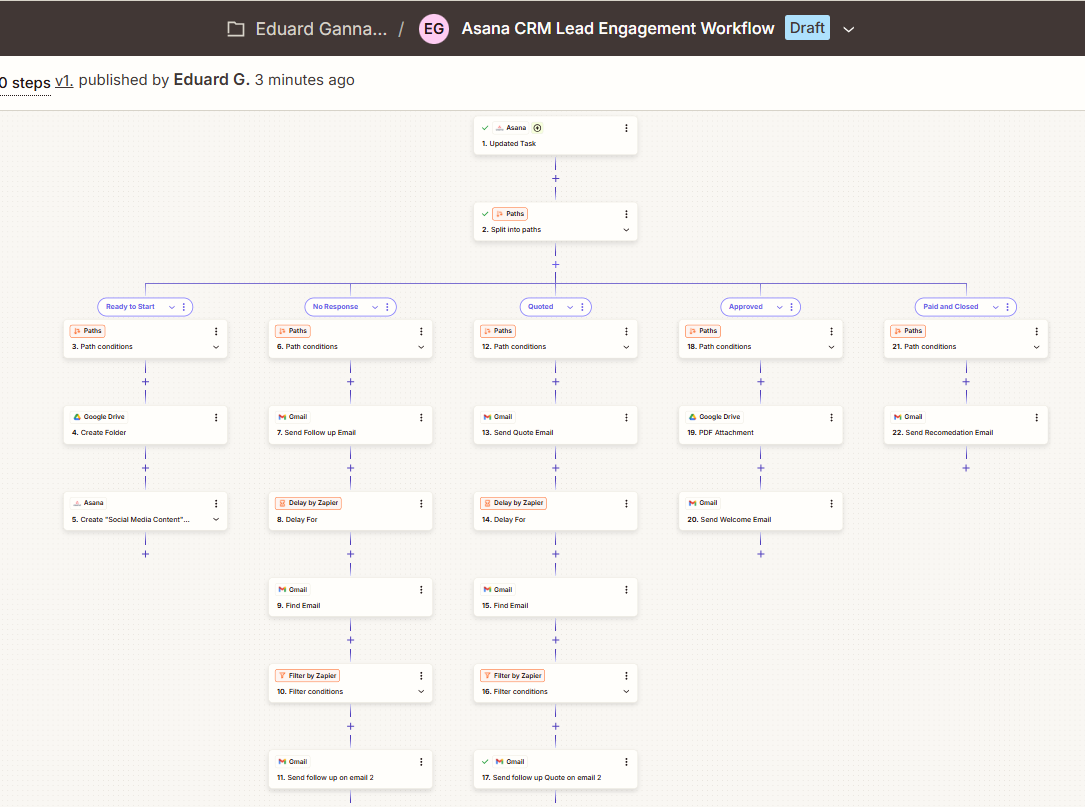 Asana CRM Lead Engagement